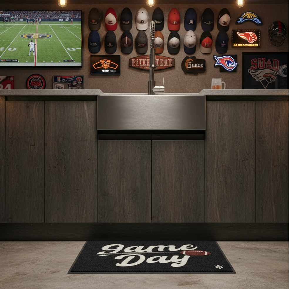 Game Day Black Floor Mat