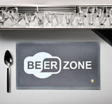 Matsmiths Beer Zone Washable Bar Runner with Rubber Backing, Indoor Mat for Bars, Countertops, Tables, Man Caves, Non-Slip Bar Mat, Washable Bar Runner, Black and White, 9” x 16”