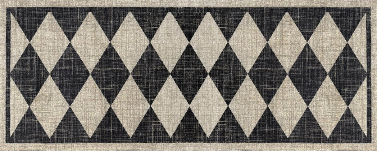 Matsmiths Arthur Diamonds Floor Mats Washable Indoor Mat with Rubber Backing, Large Funny Door Mat for Entryway, Workshops, Man Caves, Bars, Non-Slip Area Rug and Mat, Washable Entryway Rug, Pet Friendly, Kid Friendly, Neutral, Taupe, Black, 27.5"x75"