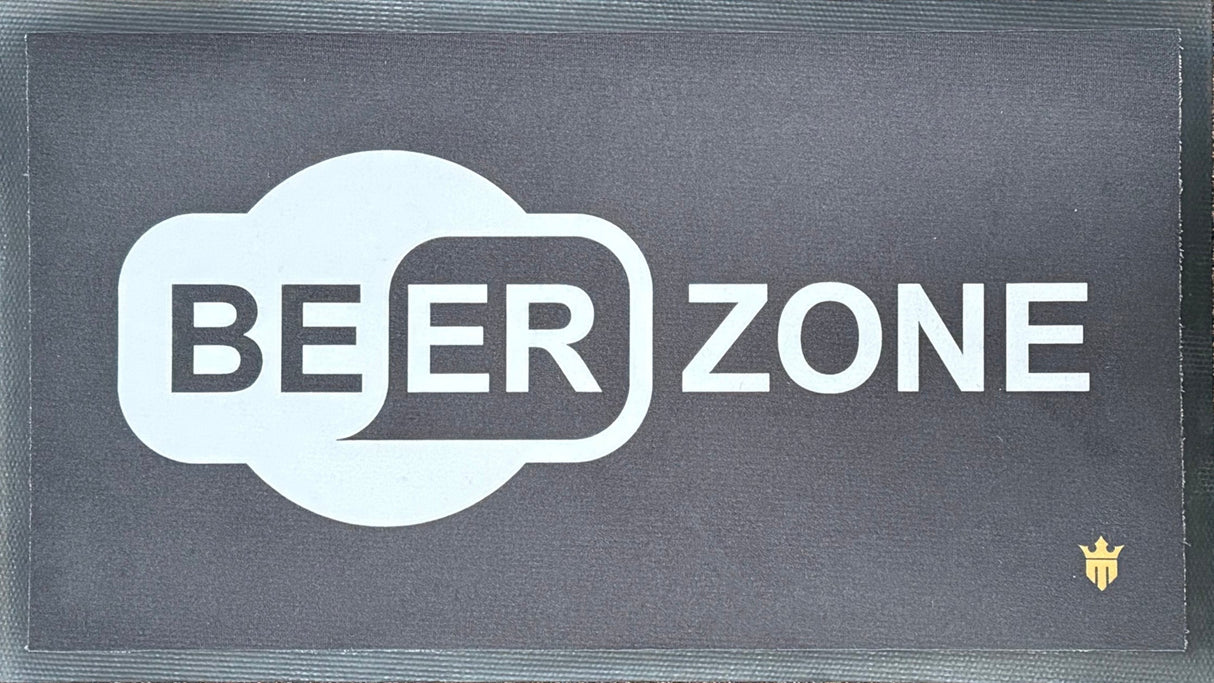 Matsmiths Beer Zone Washable Bar Runner with Rubber Backing, Indoor Mat for Bars, Countertops, Tables, Man Caves, Non-Slip Bar Mat, Washable Bar Runner, Black and White, 9” x 16”