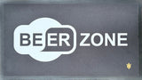 Matsmiths Beer Zone Washable Bar Runner with Rubber Backing, Indoor Mat for Bars, Countertops, Tables, Man Caves, Non-Slip Bar Mat, Washable Bar Runner, Black and White, 9” x 16”