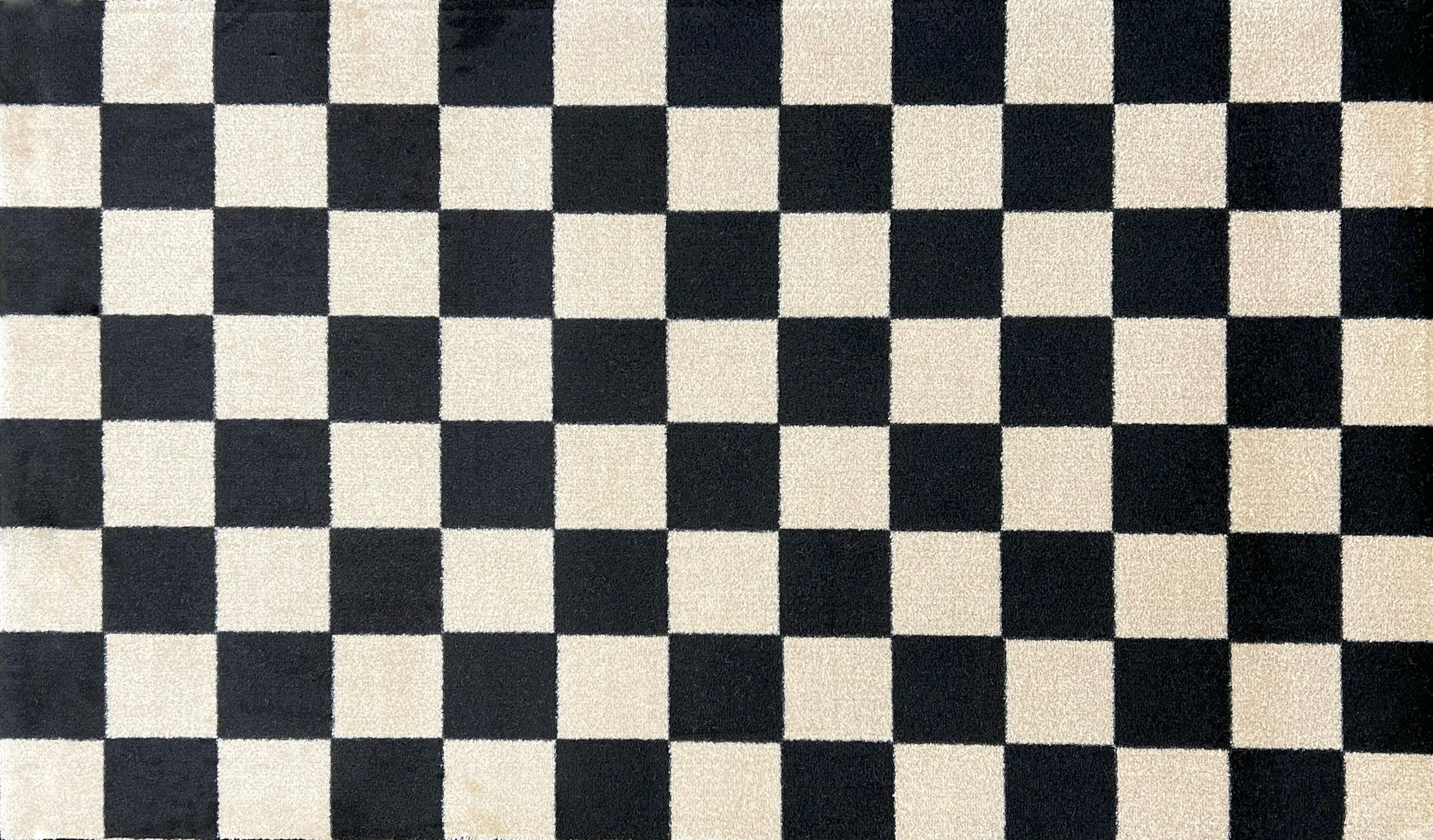 Checkered Taupe Floor Mats