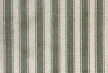 Floor Mat with horizontal stripes in green and beige.