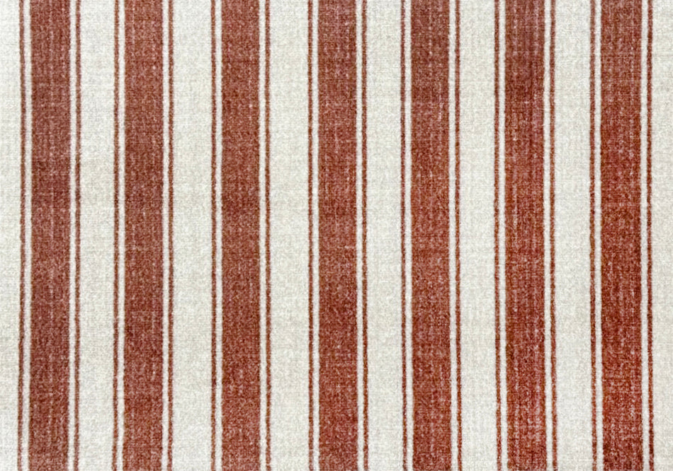 Floor Mat in Rust and white vertical stripes