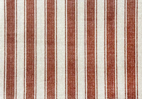 Floor Mat in Rust and white vertical stripes