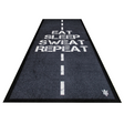 Matsmiths Exercise Floor Mat Washable Equipment Mat with Non-Slip Rubber Backing, Sweat-Resistant, Protects Floors and Absorbs Sound in Home Gyms, Bedrooms, Living Rooms, Man Caves, EAT, SLEEP, SWEAT, REPEAT, Black and White, 29” x 70