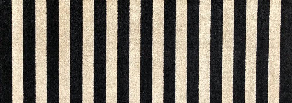 Black and Sand Farmhouse Striped Mat Runner