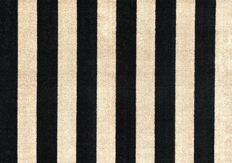 Black and Sand Farmhouse striped floor mat standard closeup