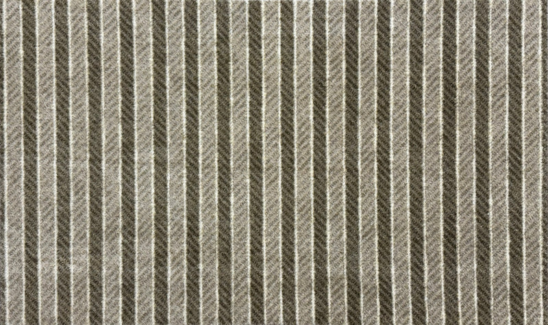 Textured carpet with a striped pattern in shades of gray, green, taupe and cream. Size Medium