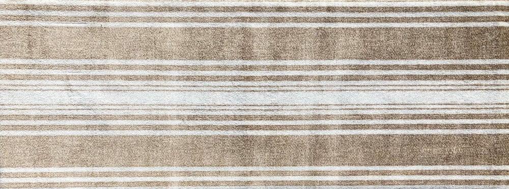 Matsmiths Linen Striped Floor Mats Washable Indoor Mat with Rubber Backing, Large Door Mat for Entryway, Workshops, Man Caves, Bars, Non-Slip Area Rug and Mat, Washable Entryway Rug, Pet Friendly, Kid Friendly, Neutral, Taupe, white,  27.5"x75"