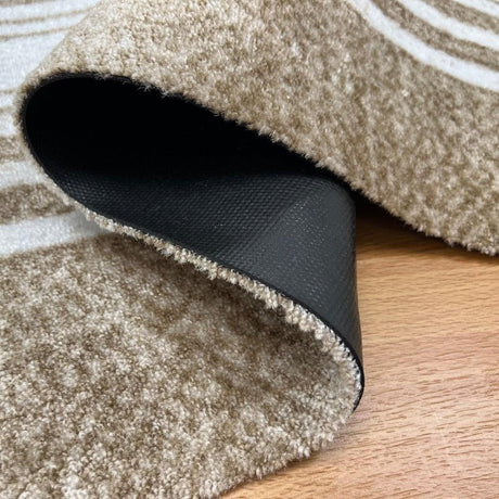 Matsmiths Linen Striped Floor Mats Washable Indoor Mat with Rubber Backing, Large Door Mat for Entryway, Workshops, Man Caves, Bars, Non-Slip Area Rug and Mat, Washable Entryway Rug, Pet Friendly, Kid Friendly, Neutral, Taupe, white, Fold Over