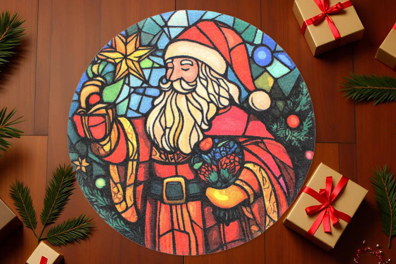 Stained Glass Santa