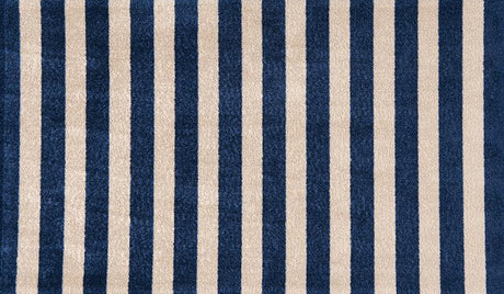 Navy Cabana Stripes washable floor rug - medium