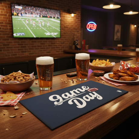 Game Day Navy Blue Bar Mat