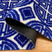 Cobalt Blue oriental print floor mats - closeup
