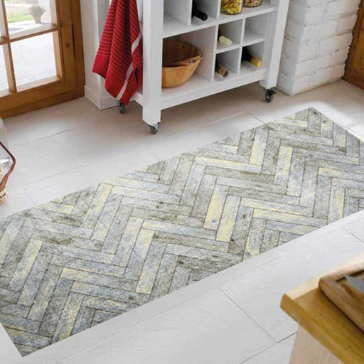 Natural Herringbone washable floor mats by Studio 67