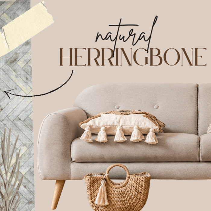 Natural Herringbone washable floor mats - lifestyle image