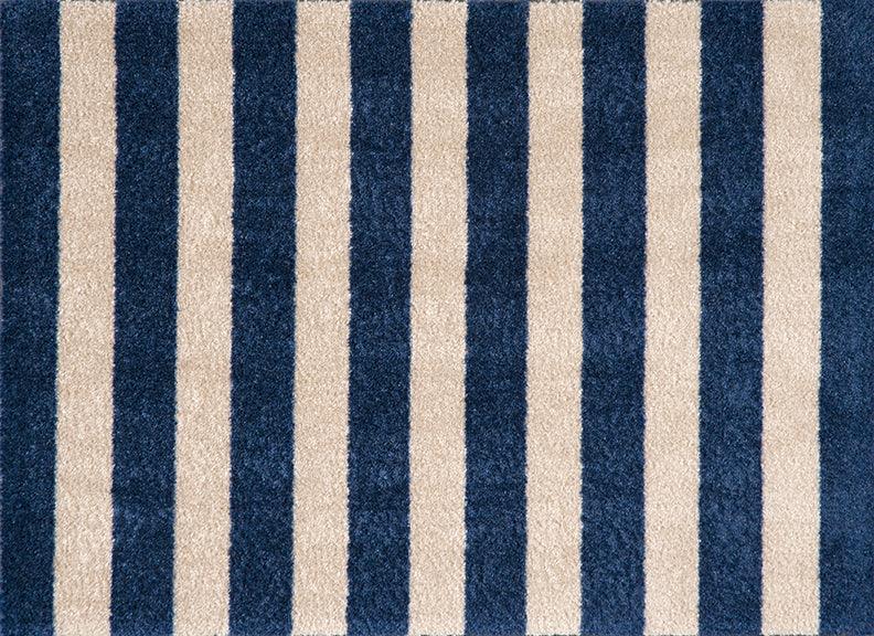 Navy Cabana Stripes washable floor mat - small