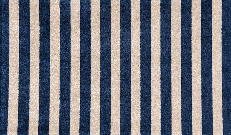 Navy Cabana Stripes washable floor rug - medium